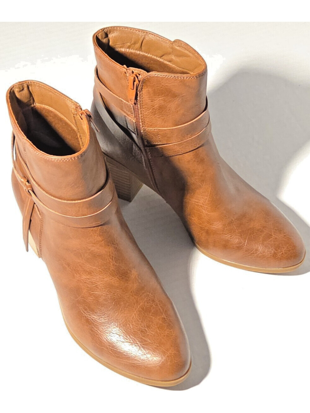 Frye and Co Indiana Ankle Boots Womens 9M Brown Side Zip Low Heel Booties - Picture 4 of 15